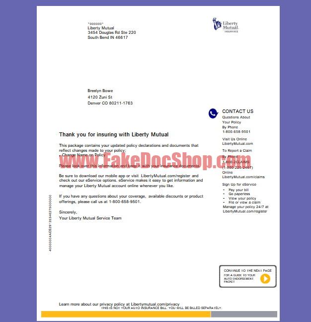 Liberty Mutual Auto Insurance Policy Template in Word and PDF Format