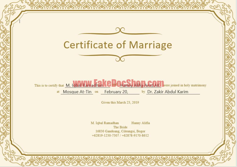 Marriage Certificate Template