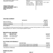 Spain BBVA Checking Account Statement Word And PDF Template