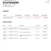 Switzerland Viseca Credit Card Statement Word And PDF Template