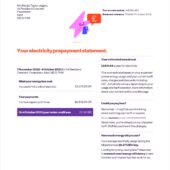 UK E.ON Next Electricity Prepayment Statement Word And PDF Template (6 Pages)