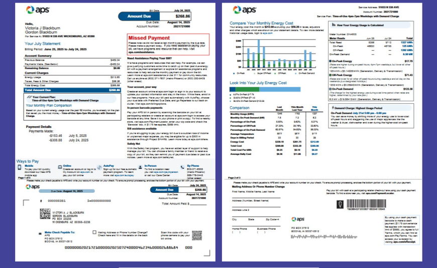 United States APS Utility Bill Template in Word and PDF Format
