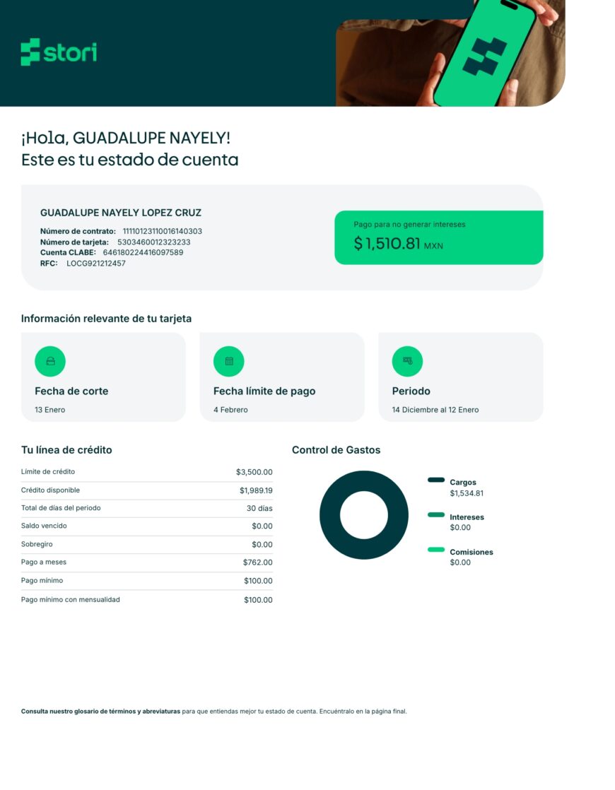 Mexico Stori Credit Card Statement Word And PDF Template 7 Pages