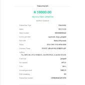 Nigeria OPay Electricity Token Receipt Word And PDF Template