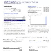 USA Atlantic City Electric Electricity Bill Word And PDF Template (3 Pages)