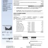 USA National Grid Utility Bill Word And PDF Template (2 Pages)