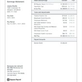 USA Rockaway Bar and Grill Earnings Statement Word And PDF Template (2 Pages)